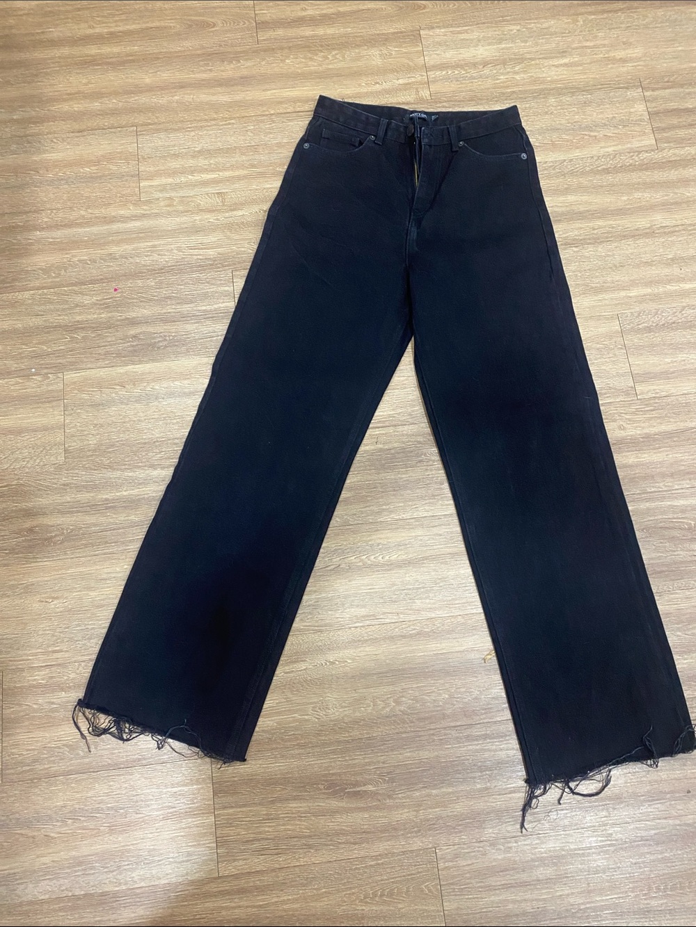 Nasty Gal Black Wide-Leg Raw Hem Jeans